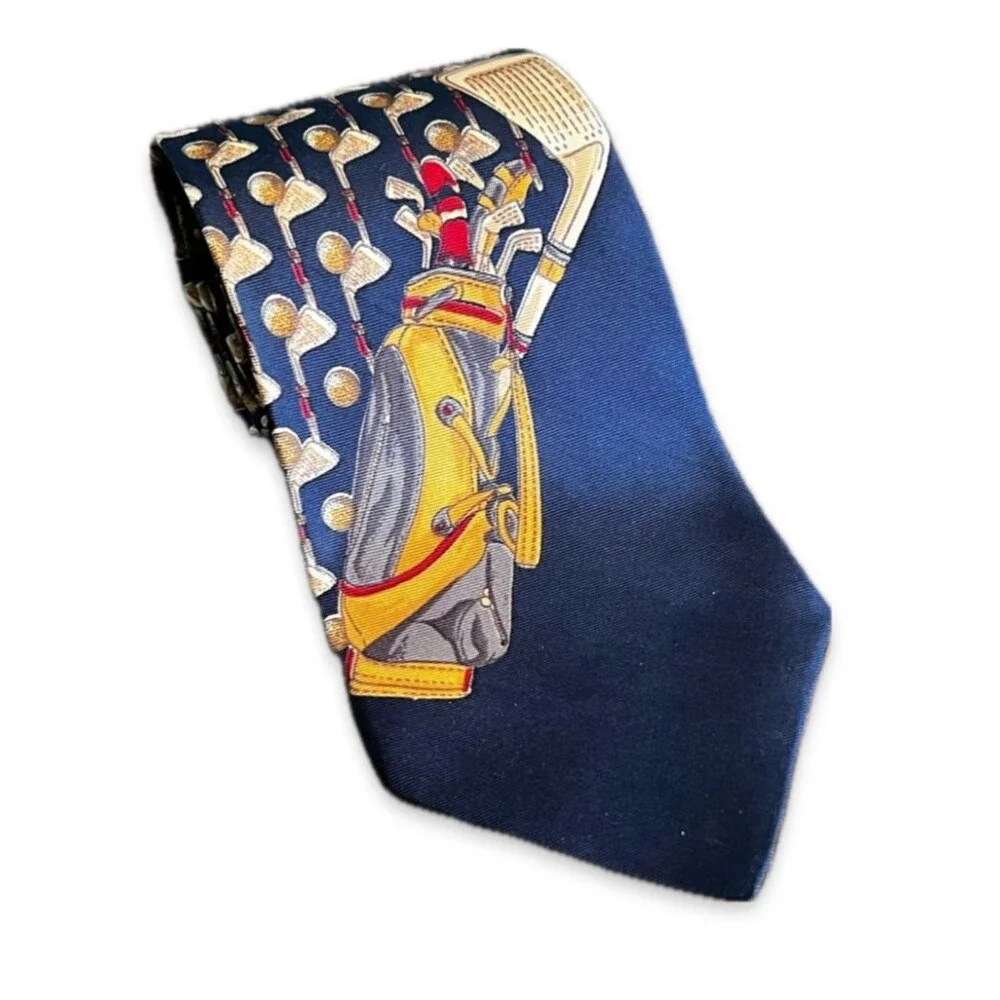 Stefano Rossini Silk Golf Tie Handmade Golf Clubs Pattern Necktie 58
